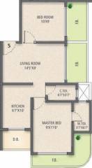 Jet Infraventure Sai Residency Floor Plan (2BHK+2T (1,060 sq ft) 1060 sq ft)