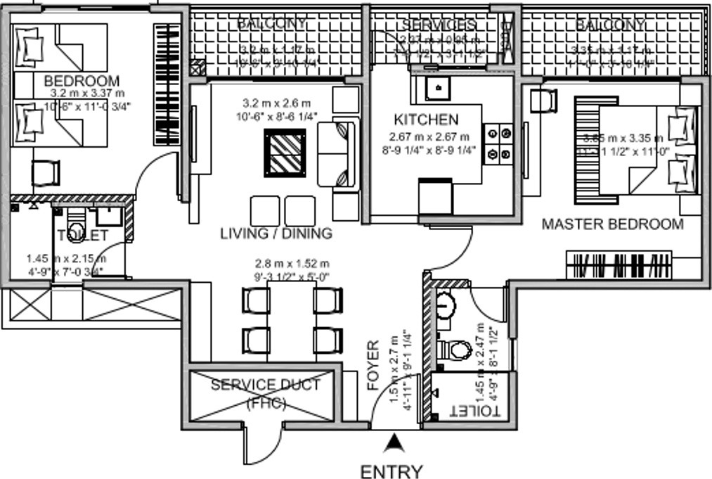 Godrej Palm Grove (2BHK+2T (1,203 sq ft) 1203 sq ft)