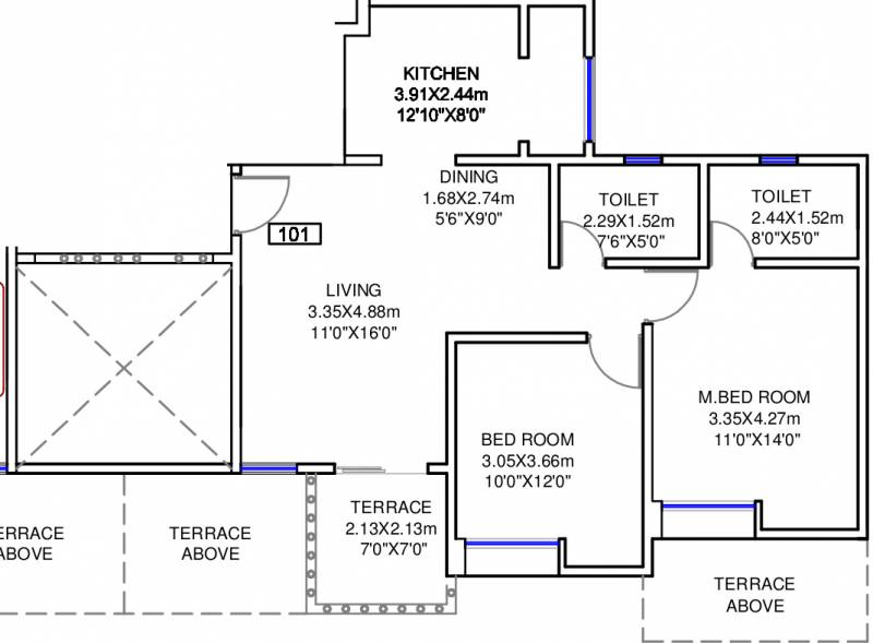 Nyati Elysia (2BHK+2T (1,104 sq ft) 1104 sq ft)