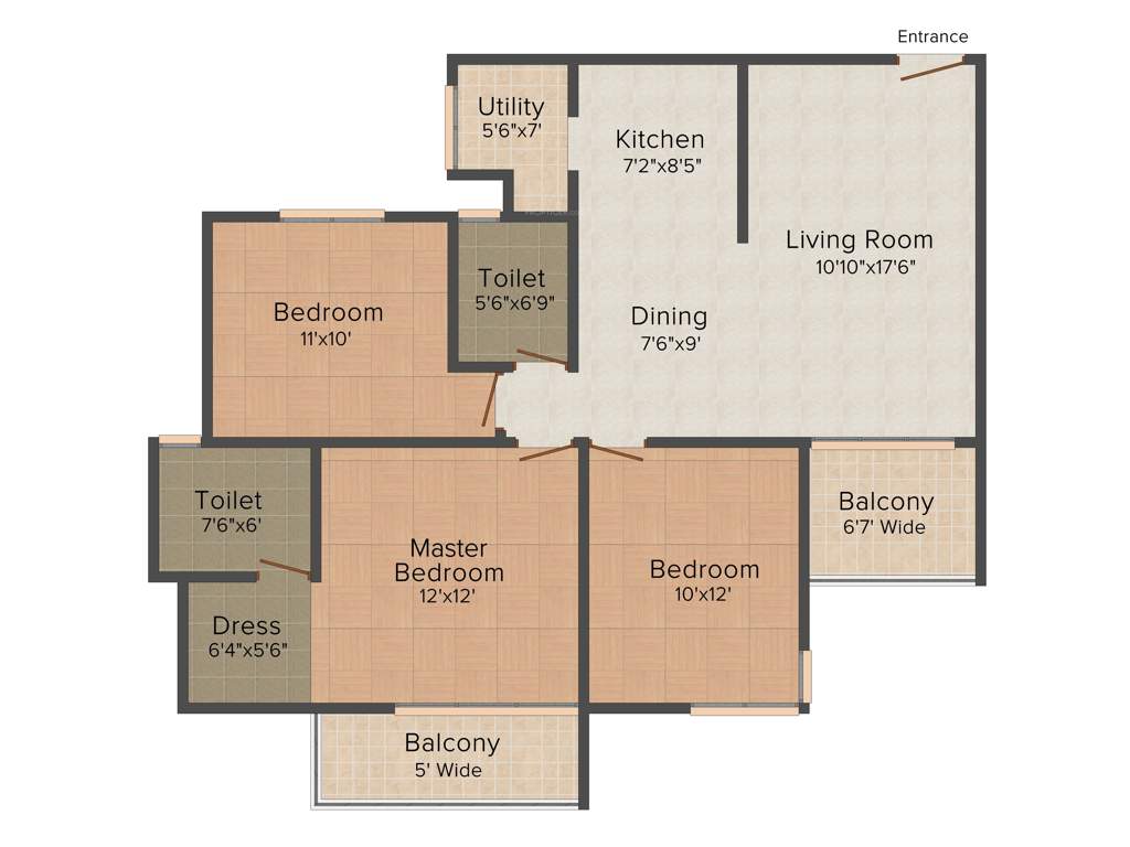 Sipani Jardin (3BHK+2T (1,285 sq ft) 1285 sq ft)