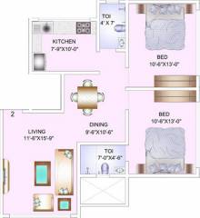 Zodiac Venus (2BHK+2T (1,250 sq ft) 1250 sq ft)