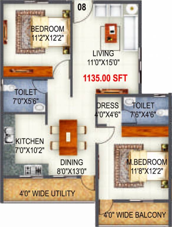 SLV Defence Enclave (2BHK+2T (1,135 sq ft) 1135 sq ft) SLV Defence Enclave (2BHK+2T (1,135 sq ft) 1135 sq ft)
