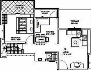 Trimurti Group Blue Heaven Floor Plan (1BHK+1T (721 sq ft) 721 sq ft)