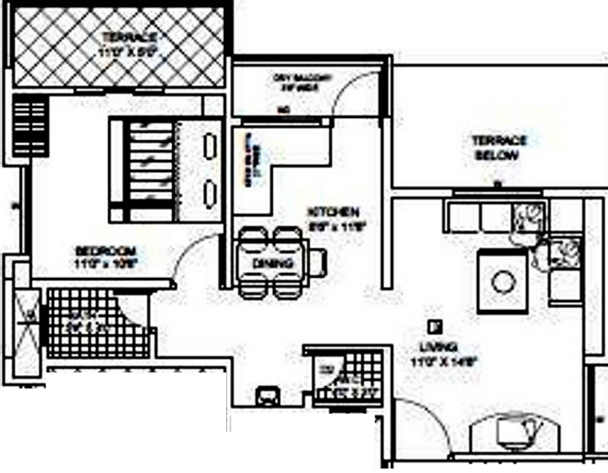 Trimurti Group Blue Heaven Floor Plan (1BHK+1T (721 sq ft) 721 sq ft)