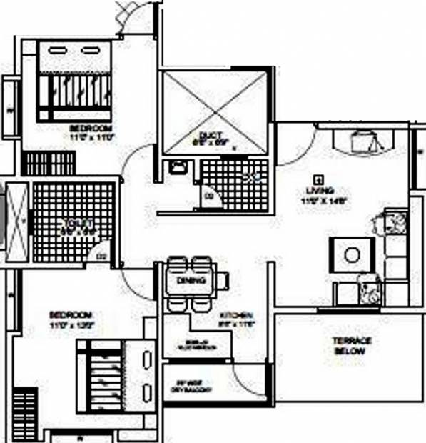 Trimurti Group Blue Heaven Floor Plan (2BHK+2T (955 sq ft) 955 sq ft)