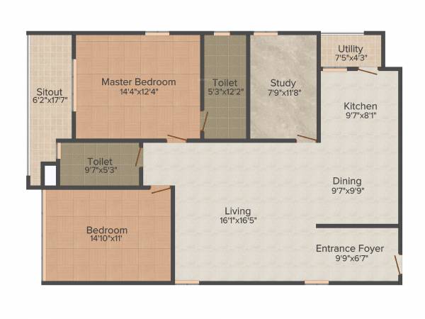 Phoenix Golf Edge (2BHK+2T (1,717 sq ft) + Study Room 1717 sq ft)
