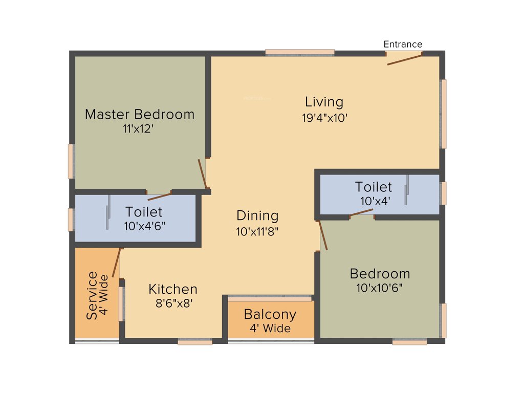 Whitestone Veroso (2BHK+2T (1,200 sq ft) 1200 sq ft)