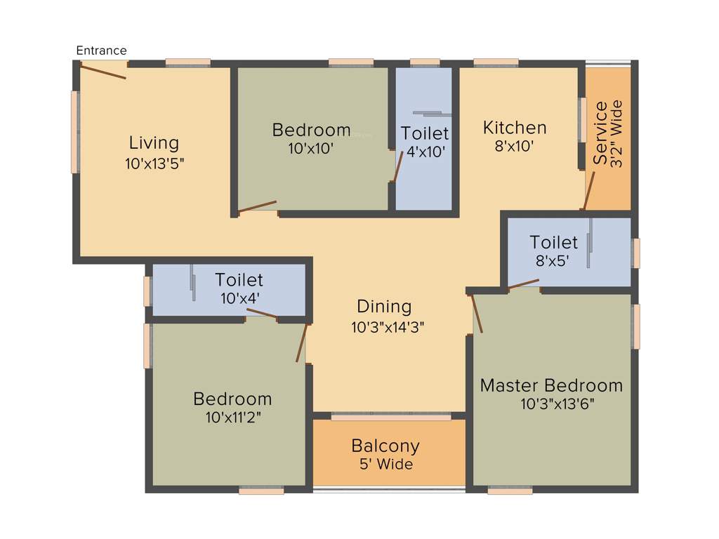 Whitestone Veroso (3BHK+3T (1,510 sq ft) 1510 sq ft)