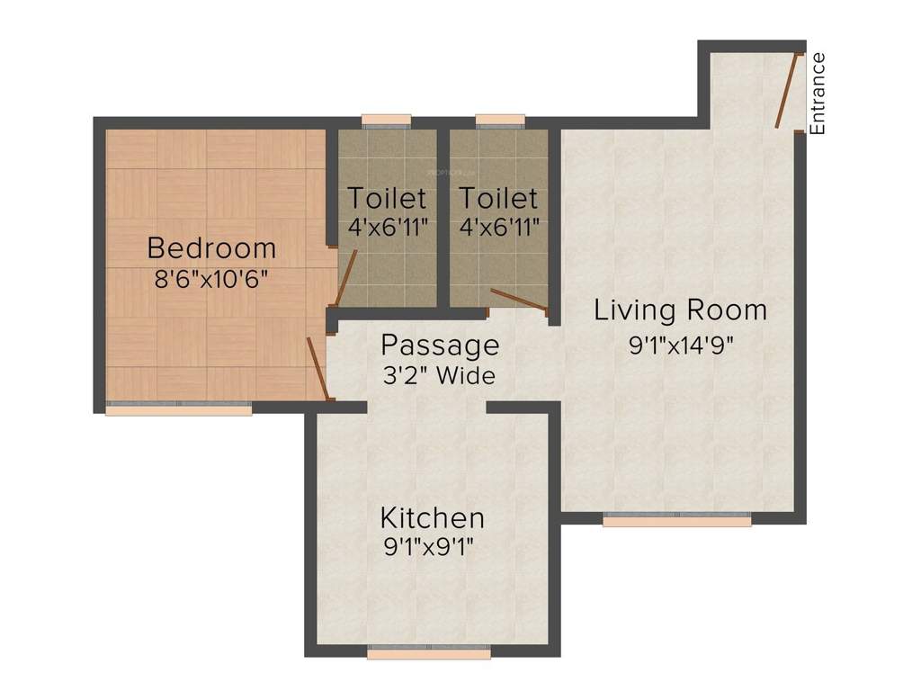 GBK Vishwajeet Edge (1BHK+1T (543 sq ft) 543 sq ft)