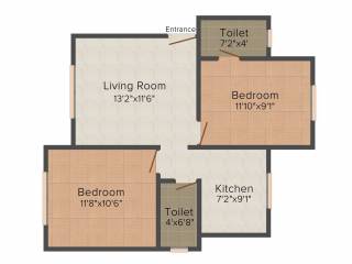 GBK Vishwajeet Edge (2BHK+2T (854 sq ft) 854 sq ft)