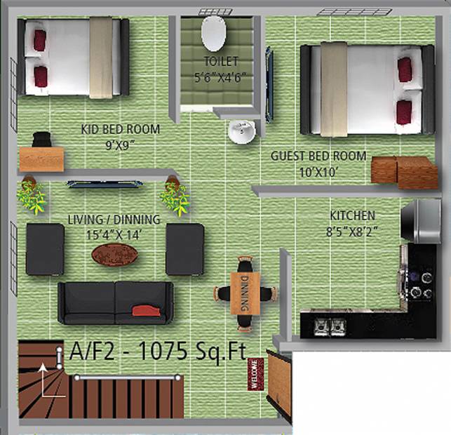 Real Golden Orchid (3BHK+2T (1,075 sq ft) 1075 sq ft)