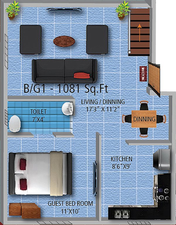 Real Golden Orchid (3BHK+2T (1,081 sq ft) 1081 sq ft)