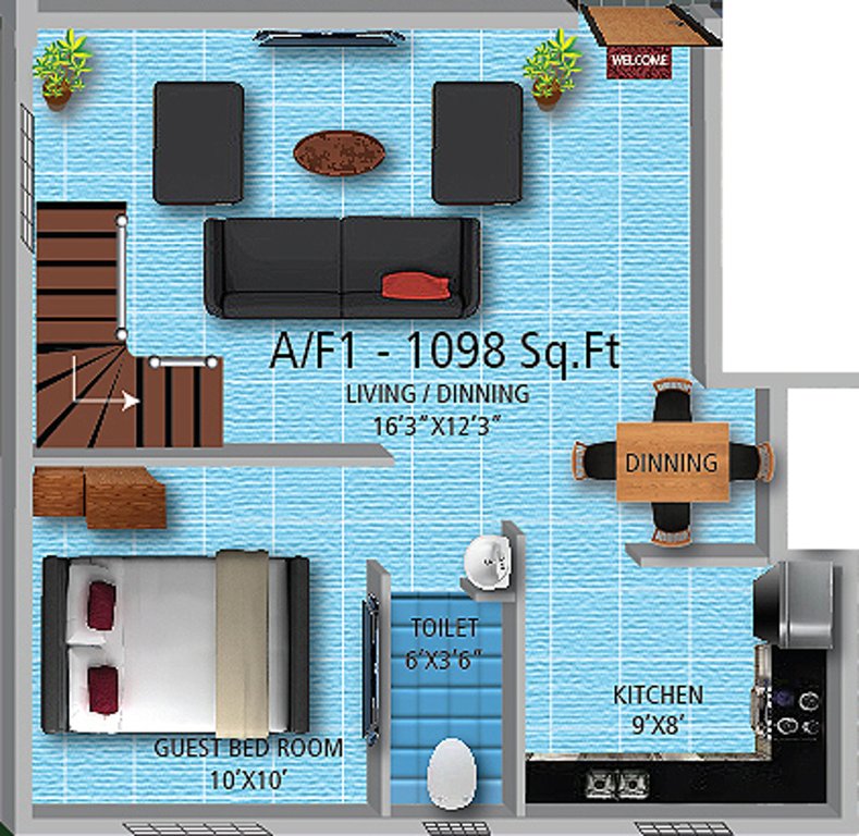 Real Golden Orchid (3BHK+2T (1,098 sq ft) 1098 sq ft)
