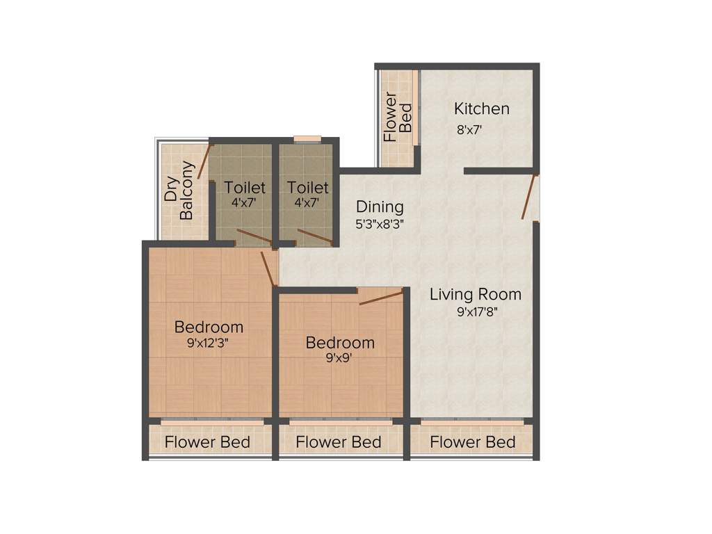 Laxmi Group Aniruddha Enclave 2BHK+2T (950 sq ft)