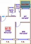 Gurukrupa Residency (1BHK+1T (615 sq ft) 615 sq ft) Gurukrupa Residency (1BHK+1T (615 sq ft) 615 sq ft)