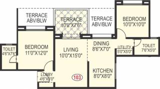 Waghere Manik Baug Orchid (2BHK+2T (934 sq ft) 934 sq ft)