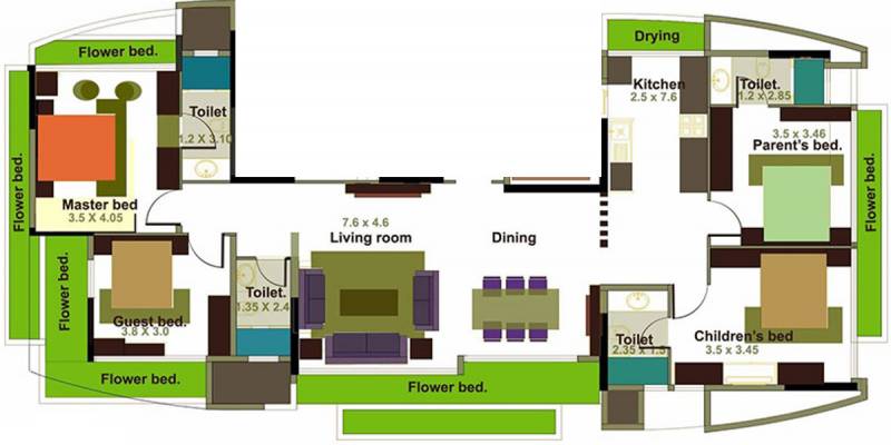 Akshay DHR Homes Annapoorna Floor Plan (4BHK+4T (3,200 sq ft) 3200 sq ft)