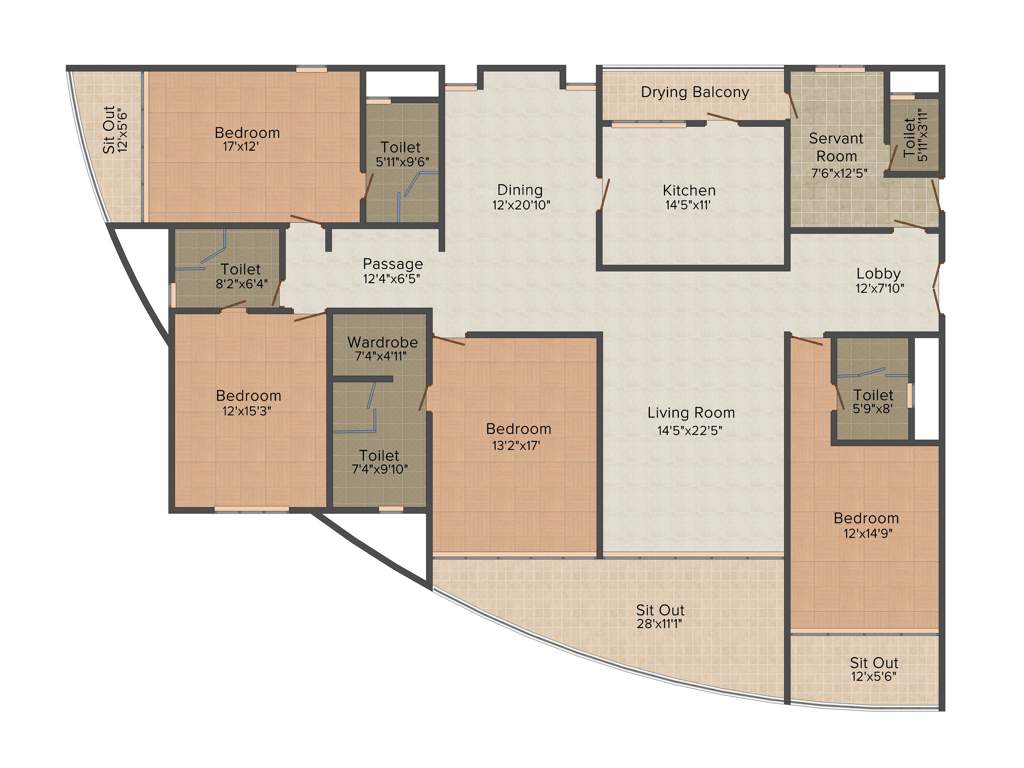 Clover Palisades (4BHK+5T (3,000 sq ft)   Servant Room 3000 sq ft)
