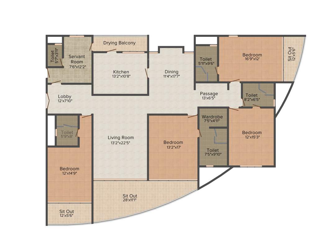 Clover Palisades (4BHK+5T (3,200 sq ft)   Servant Room 3200 sq ft)