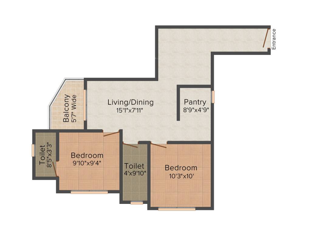 Mayfair Oasis (2BHK+2T (890 sq ft) 890 sq ft)