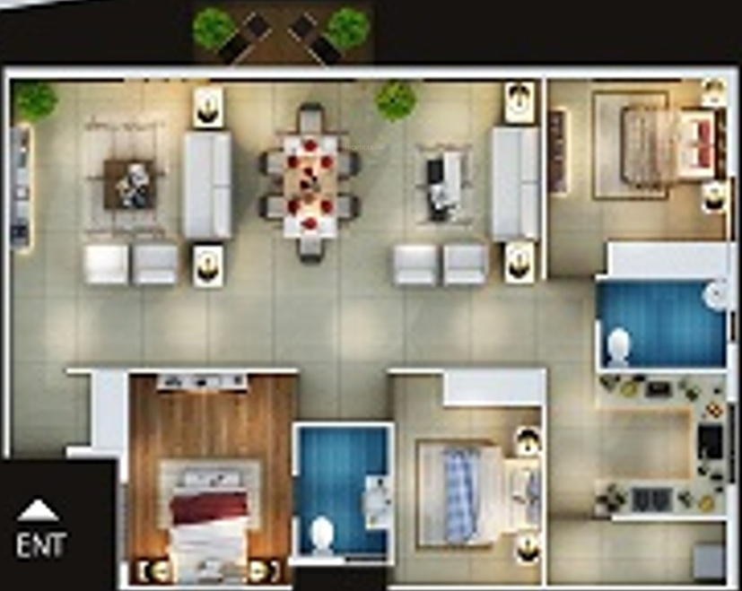Estella Gracious (3BHK+3T (1,252 sq ft) + Study Room 1252 sq ft)