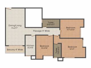 Webstar Sapphire Residency (3BHK+2T (1,349 sq ft) 1349 sq ft)