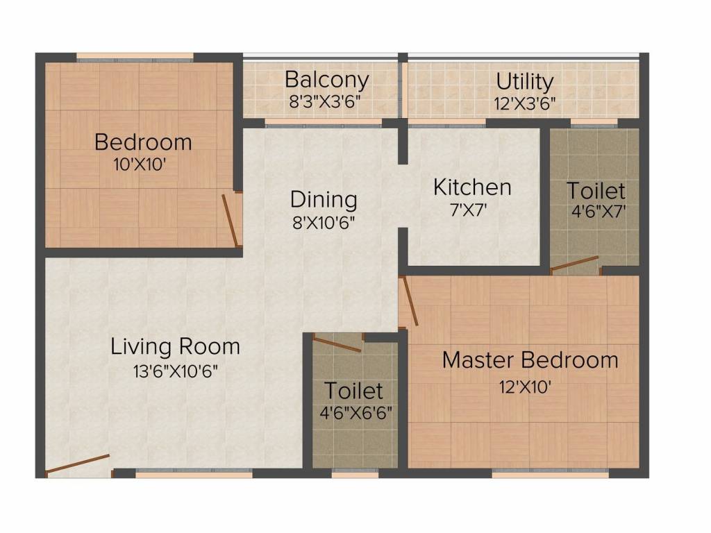 Viktra Pristine (2BHK+2T (895 sq ft) 895 sq ft)