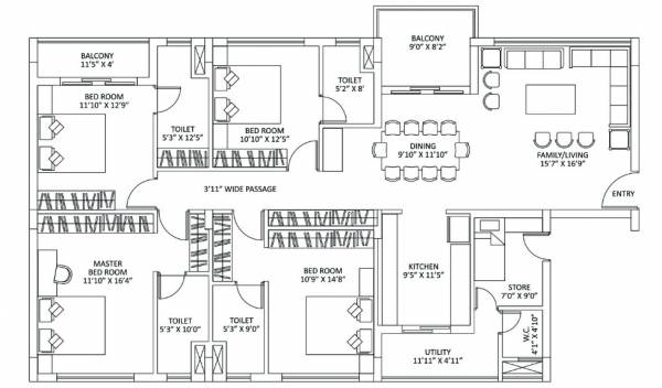 Srijan The Address (4BHK+4T (2,734 sq ft)   Servant Room 2734 sq ft)