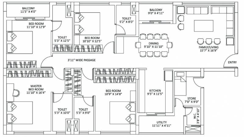Srijan The Address (4BHK+4T (2,688 sq ft)   Servant Room 2688 sq ft)