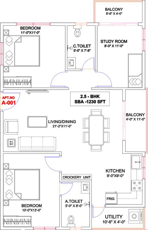 Disha Central Park (2BHK+2T (1,230 sq ft)   Study Room 1230 sq ft)
