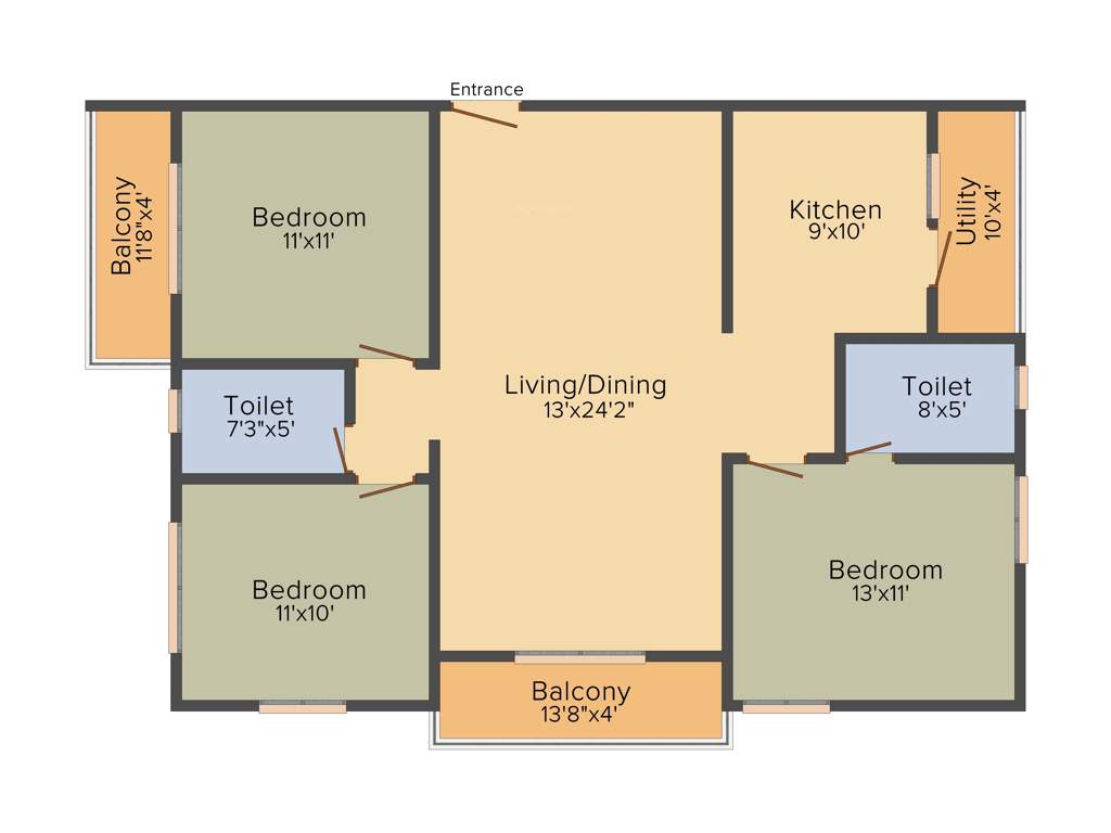 Disha Central Park (3BHK+2T (1,424 sq ft) 1424 sq ft)