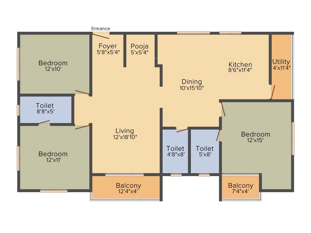 Disha Central Park (3BHK+3T (1,667 sq ft)   Pooja Room 1667 sq ft)