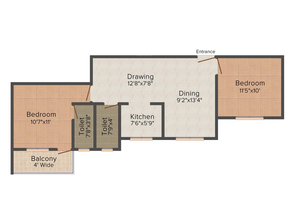 Shreya Bijoyalex Residency (2BHK+2T (927 sq ft) 927 sq ft)