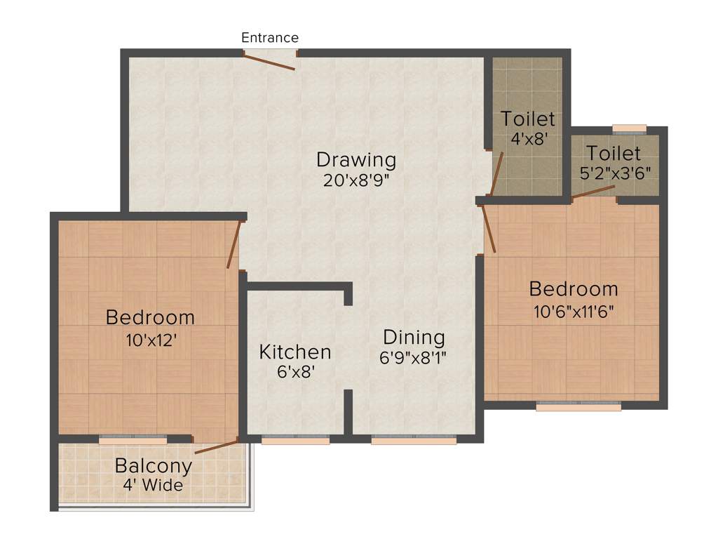 Shreya Bijoyalex Residency (2BHK+2T (1,054 sq ft) 1054 sq ft)
