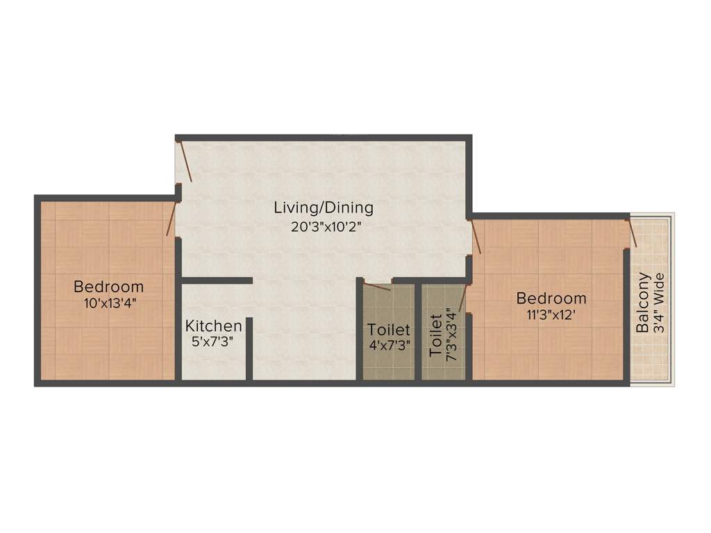 Gangotri Pratistha (2BHK+2T (982 sq ft) 982 sq ft)