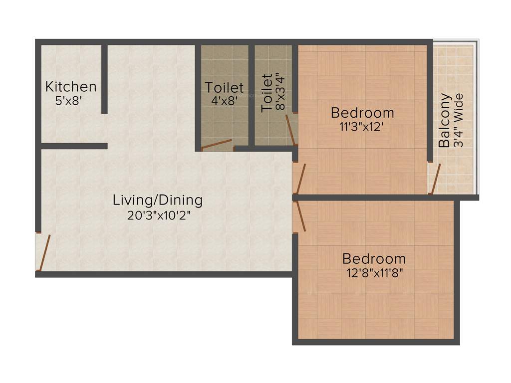 Gangotri Pratistha (2BHK+2T (1,017 sq ft) 1017 sq ft)