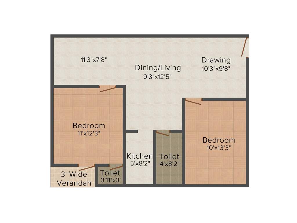 Gangotri Pratistha (2BHK+2T (1,060 sq ft) 1060 sq ft)