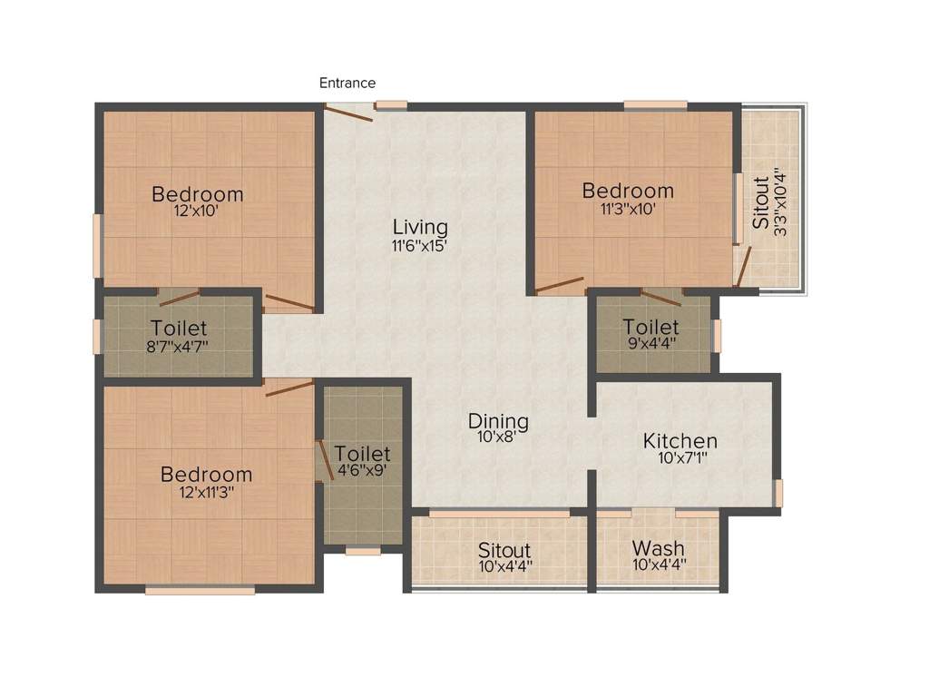 Kriticons Jirawala Paradise (3BHK+3T (1,700 sq ft) 1700 sq ft)