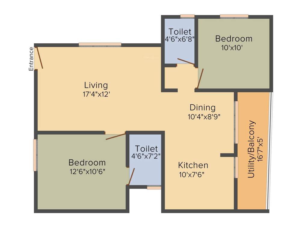 RV Shelters Alpha Residency 2BHK+2T (1,100 sq ft)