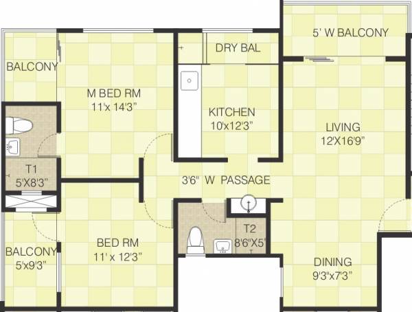 Naiknavare Eagles Nest (2BHK+2T (1,284 sq ft) 1284 sq ft)