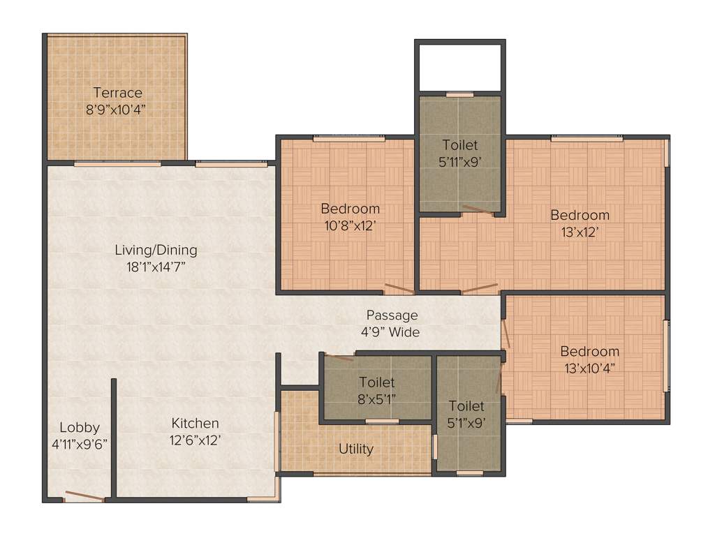 Kumar Princetown Royal (3BHK+3T (1,705 sq ft) 1705 sq ft)
