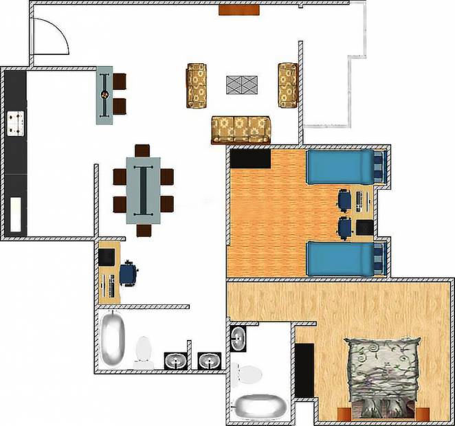Nandi Housing Woods (2BHK+2T (1,145 sq ft) + Study Room 1145 sq ft)