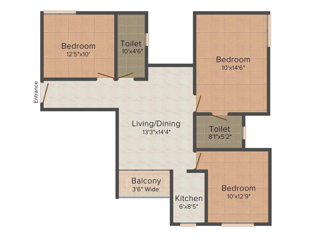 Unique Pearl (3BHK+2T (1,260 sq ft) 1260 sq ft)