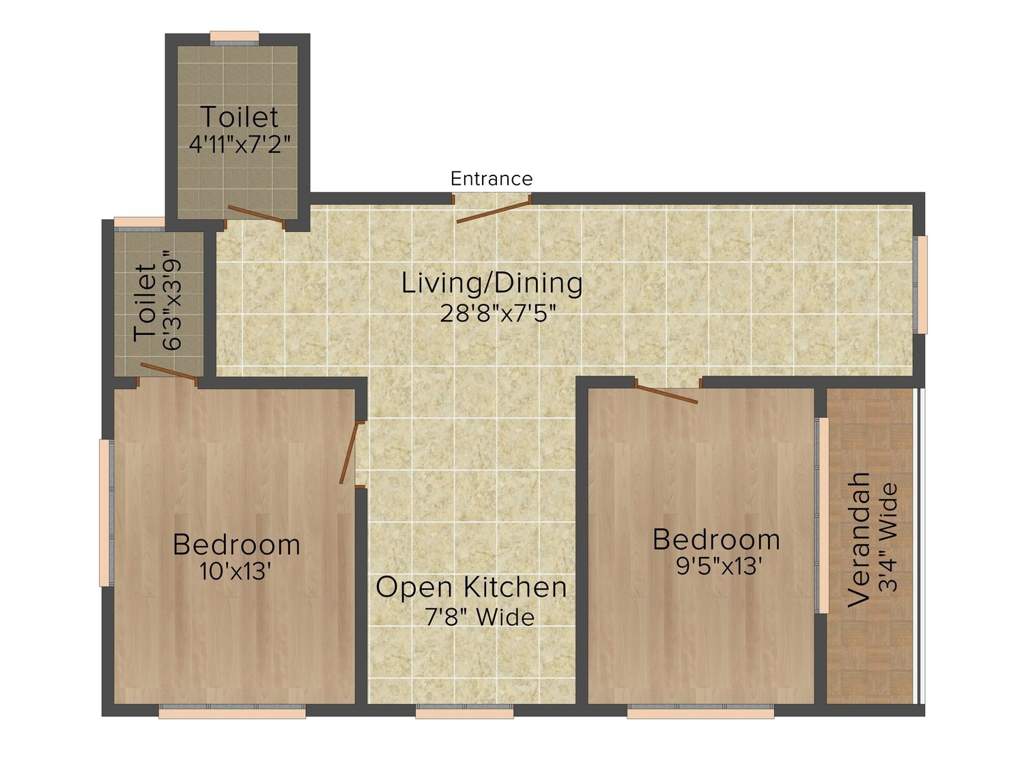 Unique Pearl (2BHK+2T (1,030 sq ft) 1030 sq ft)