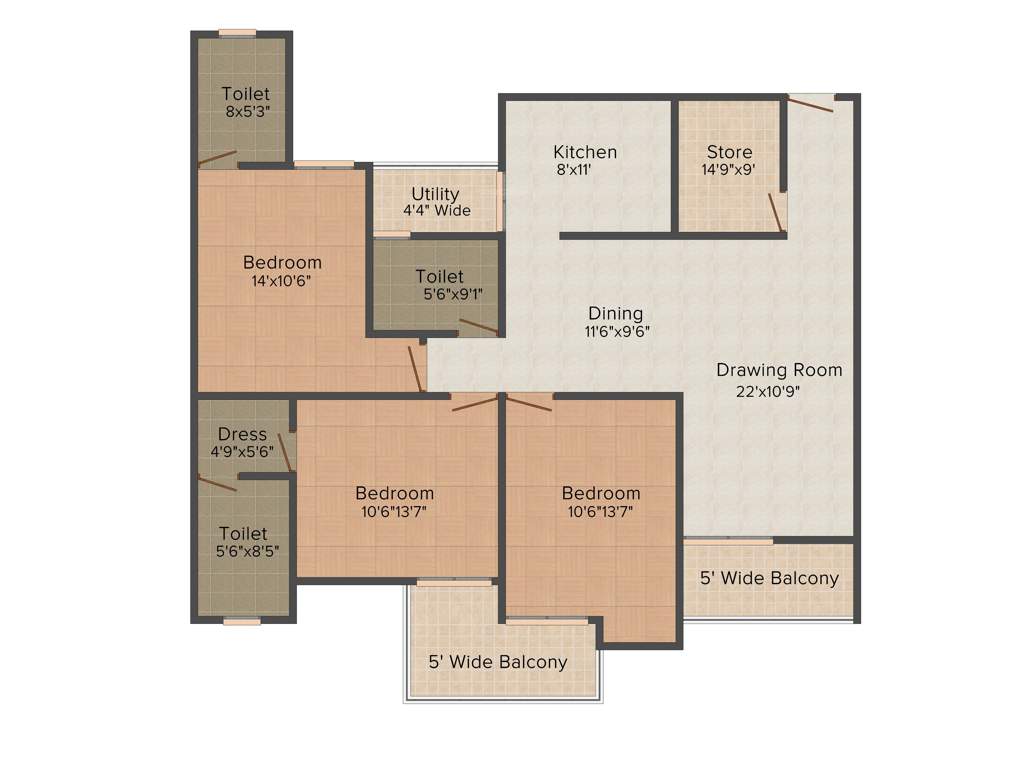 Mahalaxmi Lord Krishna Residency (3BHK+3T (1,866 sq ft) 1866 sq ft)