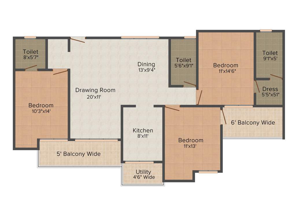 Mahalaxmi Lord Krishna Residency (3BHK+3T (1,876 sq ft) 1876 sq ft)