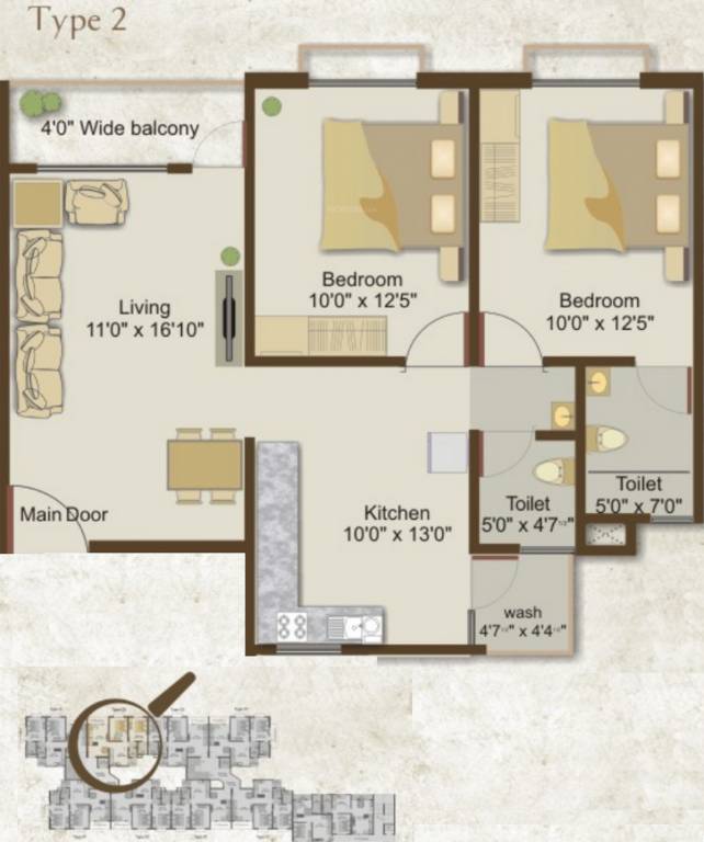 Narayan ResiCom (2BHK+2T (1,030 sq ft) 1030 sq ft)