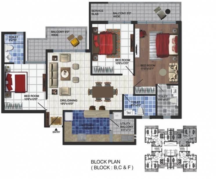Parker White Lily (3BHK+3T (1,725 sq ft) 1725 sq ft)