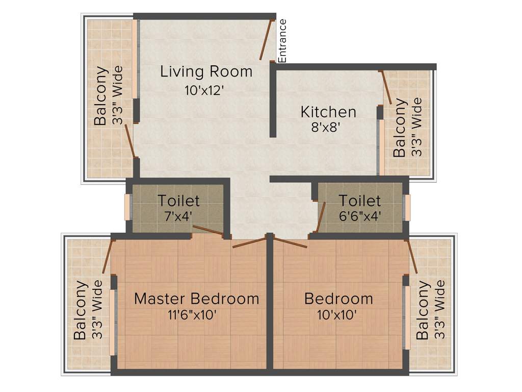 Shree Sriroz Paradise III (2BHK+2T (865 sq ft) 865 sq ft)