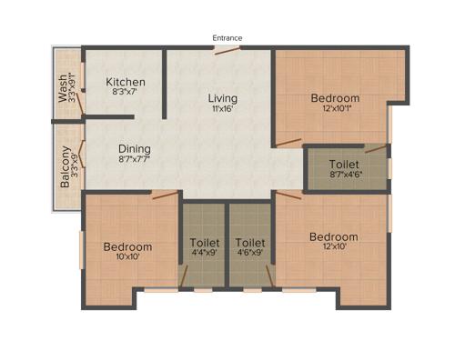 India Chandra (3BHK+3T (1,215 sq ft) 1215 sq ft)
